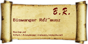 Biswanger Rémusz névjegykártya